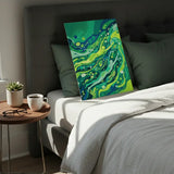 Green Flow Abstract Poster – Modern Bedroom Living Room Wall Art