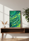 Green Flow Abstract Poster – Modern Bedroom Living Room Wall Art
