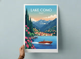 Lake Como Italy Travel Poster – Scenic Bedroom Living Room Wall Art