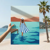 Serene Coastal Walk Poster – Impressionist Bedroom Living Room Wall Art