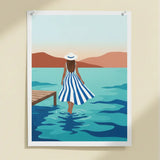 Serene Coastal Walk Poster – Impressionist Bedroom Living Room Wall Art