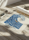 Blue Wave Surf Art Poster – Coastal Bedroom Living Room Wall Art