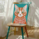 Bohemian Orange Tabby Cat Art Poster – Illustrated Bedroom Living Room Wall Art
