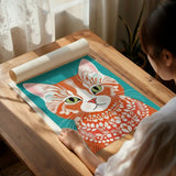 Bohemian Orange Tabby Cat Art Poster – Illustrated Bedroom Living Room Wall Art