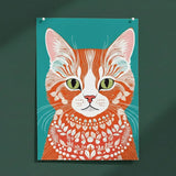 Bohemian Orange Tabby Cat Art Poster – Illustrated Bedroom Living Room Wall Art