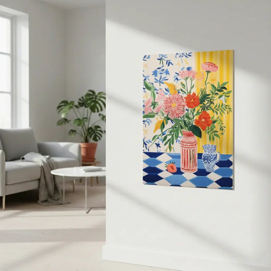 Maximalist Floral Still Life Poster – Bold Bedroom Living Room Wall Art