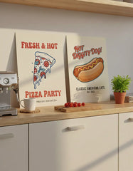 Vintage Fast Food Illustration Poster – Retro Kitchen Dining Room Wall Art
