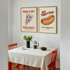Vintage Fast Food Illustration Poster – Retro Kitchen Dining Room Wall Art