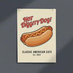Vintage Fast Food Illustration Poster – Retro Kitchen Dining Room Wall Art