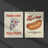 Vintage Fast Food Illustration Poster – Retro Kitchen Dining Room Wall Art