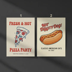 Vintage Fast Food Illustration Poster – Retro Kitchen Dining Room Wall Art