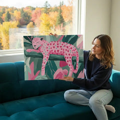 Pink Heart Leopard Jungle Poster – Bold Bedroom Kids Room Wall Art