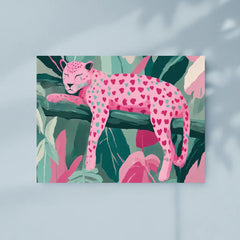 Pink Heart Leopard Jungle Poster – Bold Bedroom Kids Room Wall Art