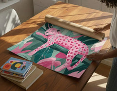 Pink Heart Leopard Jungle Poster – Bold Bedroom Kids Room Wall Art