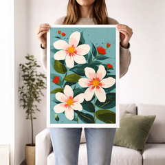 Vibrant Turquoise Garden Bloom Poster – Colorful Bedroom Living Room Wall Art