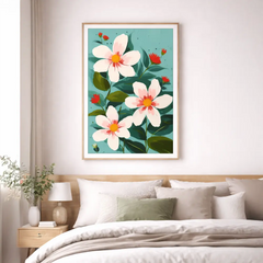 Vibrant Turquoise Garden Bloom Poster – Colorful Bedroom Living Room Wall Art