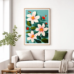 Vibrant Turquoise Garden Bloom Poster – Colorful Bedroom Living Room Wall Art