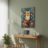Enchanted Forest Fox Botanical Illustration Poster – Bedroom Living Room Wall Art