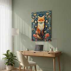 Enchanted Forest Fox Botanical Illustration Poster – Bedroom Living Room Wall Art