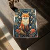 Enchanted Forest Fox Botanical Illustration Poster – Bedroom Living Room Wall Art