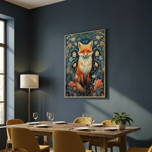 Enchanted Forest Fox Botanical Illustration Poster