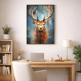 Majestic Red Deer Oil Painting Style Poster – Bedroom Living Room Wall Art