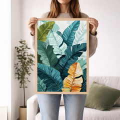 Vibrant Tropical Banana Leaf Illustration Poster – Bedroom Living Room Wall Art