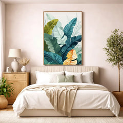 Vibrant Tropical Banana Leaf Illustration Poster – Bedroom Living Room Wall Art