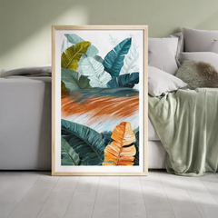 Vibrant Tropical Banana Leaf Illustration Poster – Bedroom Living Room Wall Art