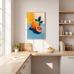 Vibrant Citrus and Grapefruit Still Life Poster – Kitchen Dining Room Wall Art