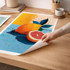 Vibrant Citrus and Grapefruit Still Life Poster – Kitchen Dining Room Wall Art