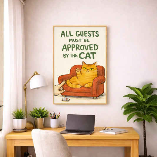 Funny "Approved by the Cat" Boss Cat Poster Set