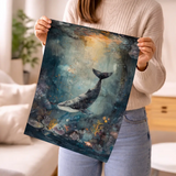 Majestic Whale Underwater Dreamscape Illustration Poster – Bedroom Wall Art