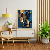 Abstract Geometric Saxophone Jazz Art Poster – Bedroom Living Room Wall Art