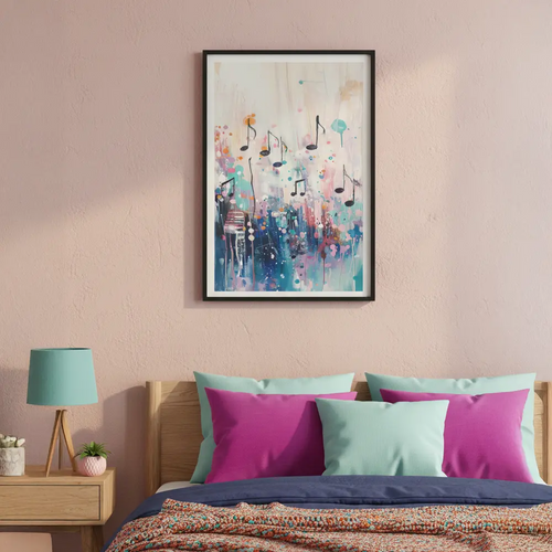 Abstract Musical Notes and Rhythm Splatter Poster – Bedroom Living Room Wall Art