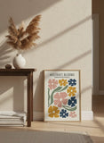 Abstract Bohemian Blooms Art Poster – Colorful Bedroom Living Room Wall Art