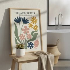 Abstract Bohemian Blooms Art Poster – Colorful Bedroom Living Room Wall Art