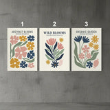 Abstract Bohemian Blooms Art Poster – Colorful Bedroom Living Room Wall Art