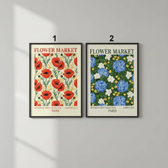 Vintage Flower Market Botanical Poster Set – Bedroom Living Room Wall Art
