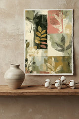 Earth Tone Abstract Floral Poster – Neutral Bedroom Living Room Wall Art