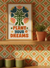 Retro Floral Inspirational Quote Poster Set – Bedroom Kids Room Wall Art