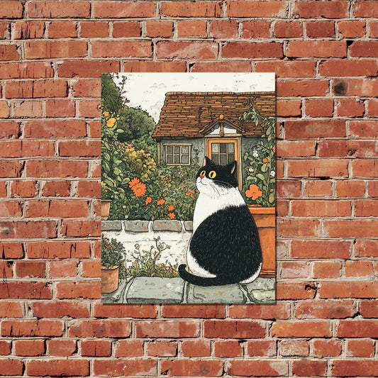 Country Garden Cats Illustration Poster