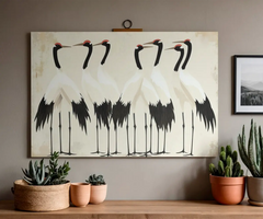 Minimalist Crane Illustration Poster – Asian Bedroom Living Room Wall Art