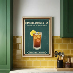 Vintage Cocktail Recipe Illustration Poster Set – Kitchen Dining Room Wall Art