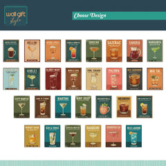 Vintage Cocktail Recipe Illustration Poster Set – Kitchen Dining Room Wall Art