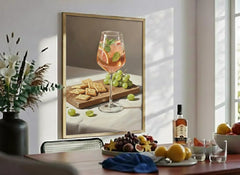 Elegant Wine and Spirits Still Life Oil Poster Set – Kitchen Dining Room Wall Art