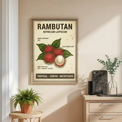 Exotic Tropical Fruit Botanical Illustration Poster Set – Kitchen Dining Room Wall Art