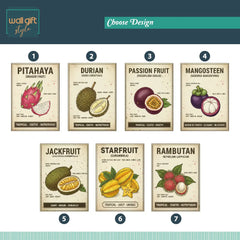 Exotic Tropical Fruit Botanical Illustration Poster Set – Kitchen Dining Room Wall Art
