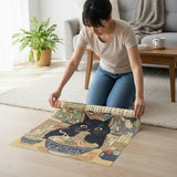 Black Cat Eating Ramen Japanese Ukiyo-e Style Poster – Bedroom Kitchen Wall Art
