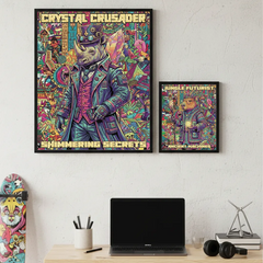 Psychedelic Cosmic Animal Characters Abstract Art Poster – Bedroom Living Room Wall Art